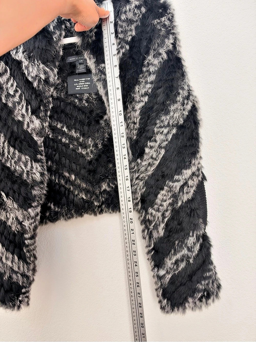 Marc by Marc Jacobs Real Rabbit Fur Chevron Stripe Vest Black & Gray XS - Picture 10 of 11